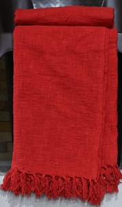 Manta de Lana Acrílica Tejida Roja Sólida con Flecos para Uso en el Hogar en Invierno, para Mayores de 18 Años - Product Image 4