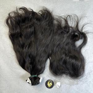 Haute qualité vietnamien cheveux bruts pleine cuticule aligné soyeux naturel ondulé noir génie trame Machine Double dessiné paquet HD dentelle - Product Image 2