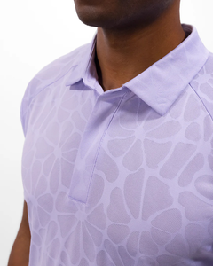 Custom <b>Men's</b> Light Purple Geometric Print Short Sleeve for Shirt Quick Dry Knitted Fabric Anti-Wrinkle Smart Casual Style - Product Image 3