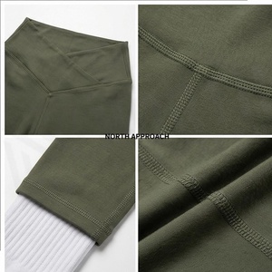 High Waist Full Length <b>Seamless</b> <b>Leggings</b> Solid Olive Green Four-Way Stretch Yoga Wear Women's Sportswear - Product Image 4