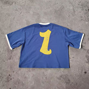 Nueva Camiseta Corta Oversize de Dos Tonos con Manga Corta, Corte Cuadrado, Estilo Urbano, con Logotipo Serigrafiado, de Secado Rápido, Unisex para Adultos - Product Image 3