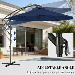 Ombrellone da Terrazzo Blu Navy con Base, Ombrellone da Esterno per Cortile e Patio con Base Inclusa - Product Image 3