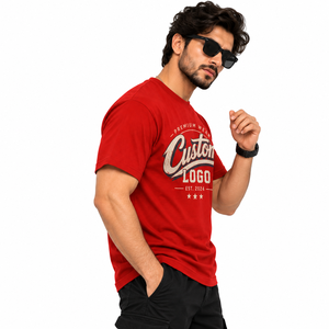 T-shirt blanc à manches courtes pour homme, imprimé circuit imprimé, col rond uni, style décontracté, coupe classique, 180g, sérigraphie écologique - Product Image 1