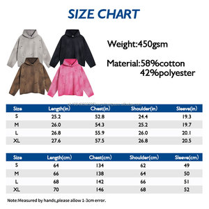 450GSM Hombres Monkey Wash Ripped Acid Wash Hoodie Hole Distressed French Terry Retro Oversized Hooded hombres sudaderas con capucha/sudaderas con capucha hombres - Product Image 3