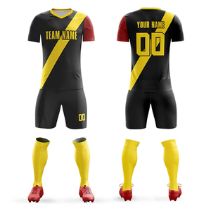 Conjunto de Camiseta de Fútbol Personalizada para Hombre, Verde y Negro, Cuello en V, Manga Corta, Poliéster que Absorbe la Humedad, Nombre del Equipo Impreso - Product Image 2