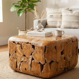 Mesa de Centro ARTERRA Premium, Única, Hecha a Mano, de Raíz de Teca Rústica, Diseño Moderno, Textura de Madera Natural, Mueble para el Hogar - Product Image 3