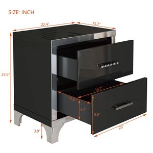 Elegante Set Camera da Letto 3 Pezzi con Cassettiera, Due Comodini, Maniglie in Metallo e Decorazione a Specchio - Product Image 6