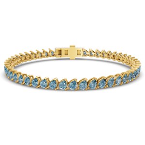 Pulsera de tenis estilo Hip Hop de oro de 10k con diamantes de laboratorio de corte pera en azul lila hielo, certificados GRA, joyería para mujer - Product Image 4