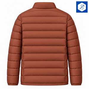 Chaqueta Acolchada Marrón para Hombre, Cuello Alto, Cierre de Cremallera, Cortavientos, Abrigo Casual de Invierno, Corte Regular, Exterior de Poliéster - Product Image 2