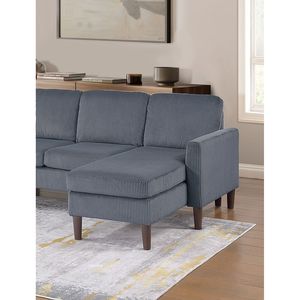 Set Divano Moderno Comfort 3 Pezzi con Chaise Longue RAF/LAF, Divanetto Senza Braccioli, in Corduroy Grigio Scuro per Soggiorno e Relax - Product Image 4