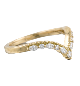 แหวนโค้งมินิมอลประดับเพชรทรงมาร์คีส์และทรงกลมสังเคราะห์ ดีไซน์สวยหรู แหวนทองคำแท้ 9K 10K สำหรับงานแต่งงาน ดีไซน์ลายเชฟรอน - Product Image 4