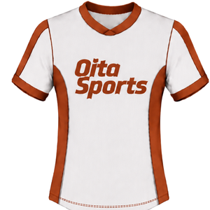 Camiseta de Rugby Blanca y Naranja de Manga Corta con Cuello en V, Uniforme de Equipo Personalizado, Transpirable, para Entrenamiento Deportivo - Product Image 1