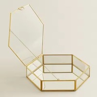 Boîte de rangement artistique en métal et verre pour bijoux, pour bagues, boucles d'oreilles, colliers, usage domestique