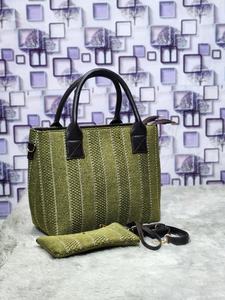 Navy Blue Ethnic Geometric Jacquard Handbag – 2-Piece Set with Detachable Sling - Product Image 2