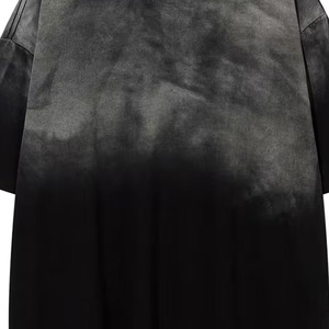 T-shirt oversize tie-dye pour homme, manches courtes, dégradé noir, imprimé lettres $, style streetwear, col rond, en coton tricoté - Product Image 2