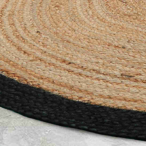 Natural Jute Round Braided Area <b>Rug</b> with Black Border, Jute Round Carpet For Wholesale By Nhat Minh, Vietnam, Decor For Home - Product Image 5