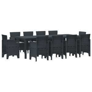 Ensemble de salle à manger de jardin en polypropylène anthracite, 11 pièces - Product Image 2