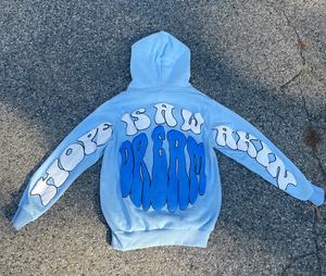 Sweat à capuche zippé personnalisable de haute qualité, couleur unie, impression 3D en relief, col anti-rétrécissement, 100 % coton, collection Printemps - Product Image 6