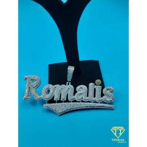 Colgante con Nombre Personalizado, Placa con Nombre Incrustada, Joyería Personalizada, Colgante Hip Hop, Letra de Moissanita Personalizada, Plata de Ley 925, GIA - Product Image 2