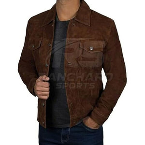 Long Sleeve Premium Mens <b>Suede</b> Leather <b>Jacket</b> Soft Genuine <b>Suede</b> Casual Modern Fit Winter Daily Fashion - Product Image 3
