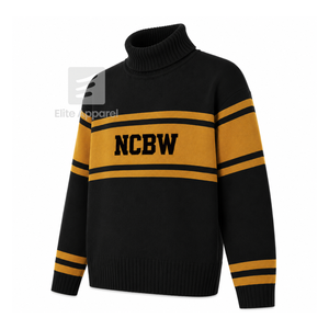 Col roulé personnalisé avec broderie « National Coalition of 100 Black Women » sur le devant, rayé noir et or, pour vêtements grecs féminins - Product Image 2