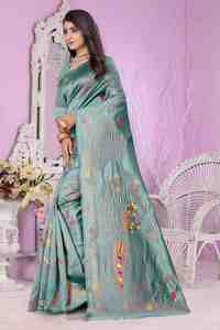 Vêtements ethniques traditionnels pour les occasions de mariage, style indien pakistanais, sari en soie imprimé pour femmes, disponible au meilleur prix - Product Image 4