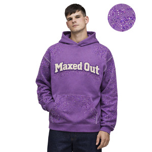 ODM OEM Heavyweight 450 GSM Fleece Hoodies Oversized Streetwear custom Rhinestone Pullover Men Fashion Brand Hooded Sweatshirt - Product Image 1