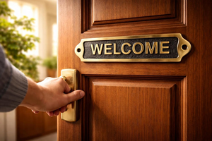 Brass Welcome Door Sign Decorative Metal Welcome <b>Name</b> <b>Plate</b> Wall Mounted Entrance Plaque for Home Office Hotel Restaurant - Product Image 4