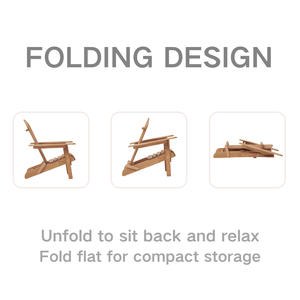 Set di 2 Sedie Adirondack Preassemblate, Sedie Pieghevoli in Legno per Esterni con Schienale per Veranda, Piscina o Giardino - Product Image 4