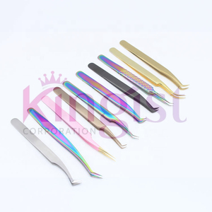 Custom Color Titanium Coated Eyelash Extension Tweezers Set Straight and Strong Curved Lash <b>Tools</b> for Professional Use - Product Image 3