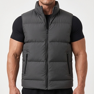 Gilet matelassé léger pour homme, sans manches, imperméable, avec fermeture éclair, vêtement d'extérieur décontracté pour l'hiver - Product Image 3
