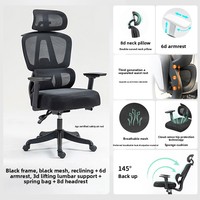 Chaise de bureau ergonomique avec fauteuil élévateur confortable en maille Executive Home Appui-tête réglable et fonction extensible