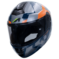 Casque de moto modulaire rabattable RT6 neuf en ABS avec graphisme KALIMA, garantie 1 an par ASTONE, finition bleu argenté brillant