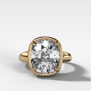Anillos de Compromiso con Diamante Cultivado en Laboratorio de 3 Quilates, Corte Cojín, Engaste Completo, Oro Sólido de 14K/18K, Bañado en Rodio, Certificado IGI, 3mm - Product Image 1