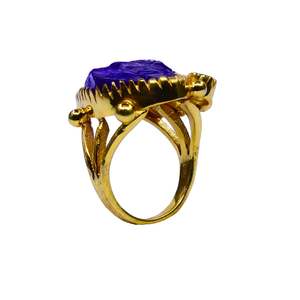 Anillo Clásico de Plata de Ley 925 Chapado en Oro con Gemas de Amatista y Peridoto para Mujer, Joyería para Bodas - Product Image 5