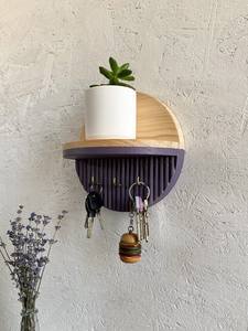Premium Solid Wood Wall Mounted <b>Key</b> Holder Organizer with 6 Hooks for Home Entryway Decor - Product Image 4