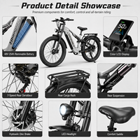 Vélo électrique à pneus larges 2000W à double moteur, 48V 25Ah, longue autonomie, suspension intégrale, tout-terrain, VTT, OEM ODM
