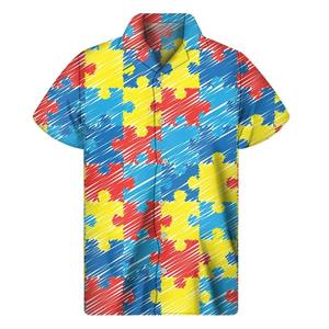 Puzzle Digital Print 100% Polyester Quick Dry Casual <b>Shirt</b> Men Women Summer Hawaiian <b>Shirts</b> Tops Street Lapel Blouse <b>Button</b> <b>Half</b> - Product Image 6