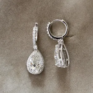 Pendientes de diamantes cultivados en laboratorio con corte de pera y marquesa de 2.2 quilates, E F VS1, oro blanco de 14K, joyería fina para mujer - Product Image 6