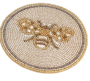 Posavasos redondos con cuentas antiguas, manteles individuales indios hechos a mano bordados con cuentas de semillas para decoración de mesa de comedor de boda - Product Image 1