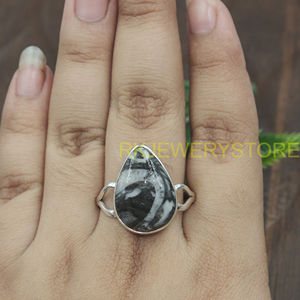 Natural Zebra Jasper Gemstone 925 Silver <b>Ring</b> Handmade Teardrop Cabochon Stone <b>Statement</b> <b>Ring</b> Vintage Boho Jewelry Women Gift - Product Image 4