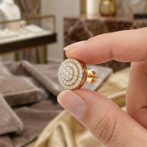 Boucles d'oreilles exclusives à clous en diamant rond de 0,45 CTW, en or 14 carats, avec fermoir à vis |   Diamant naturel véritable, bijoux fins de luxe pour femmes - Product Image 2