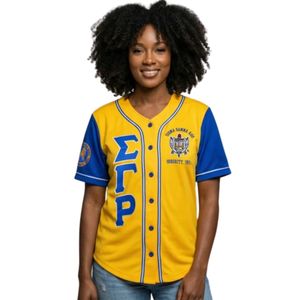 Maillot de baseball doré pour femme, brodé, boutonné, avec logo d'équipe personnalisé, manches courtes et élégant - Product Image 1