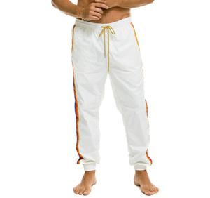 Wholesale Men's White Windbreaker Joggers Streetwear Rainbow Side Stripe Tracksuit Pants Waterproof Athletic Training <b>Trousers</b> - Product Image 5