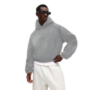 Sudadera con capucha de algodón grueso para hombre, estilo oversize, con hombros caídos, estampado por transferencia térmica y ribetes en contraste. - Product Image 1