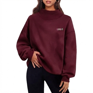 Sweat-shirts Premium Personnalisables avec Logo 350 g/m² Col Rond Femme Coupe Ample Oversize Pull Col Roulé Manches Longues avec Fente au Col - Product Image 3