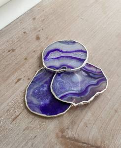 Customized Purple <b>Agate</b> Stone <b>Coaster</b> Irregular Shape Bohemian Design Tea <b>Coaster</b> For table Home Decor Hotel Restaurant Use UO - Product Image 6
