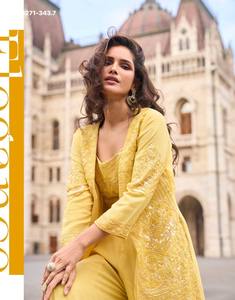 Premium Collection Georgette with Solid Plazzo-<b>Beads</b> Embroidered Long Shrug-Blouse Collection Indian Supplier At Wholesale Rate - Product Image 5