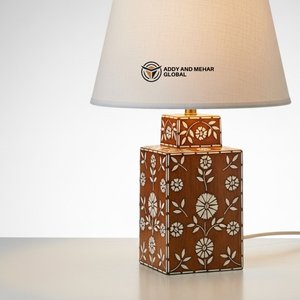 Handcrafted Bone Inlay <b>Table</b> Lantern with Floral Pattern Luxury <b>Bedside</b> Light Traditional Indian Art Decorative Desk Lamp - Product Image 5