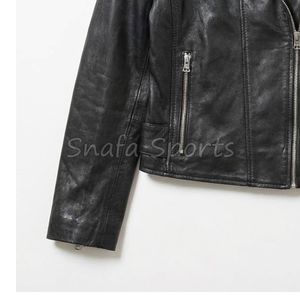 Veste en cuir noire courte et élégante pour filles, avec taille ajustable par fermeture éclair et design personnalisé, prix de gros - Product Image 4